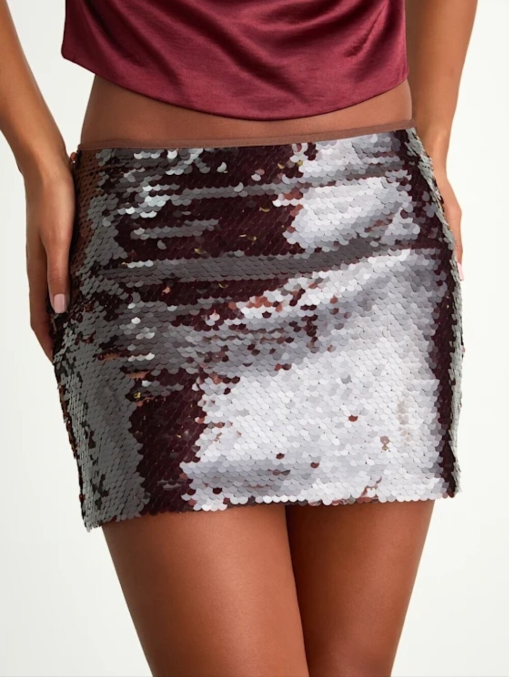 Lulus Jadira Dark Brown Sequin Low-rise Mini Skirt - Size L